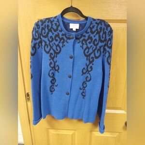Blue and Black Patterned Women's Sweater